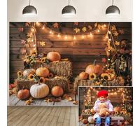 Fall Thanksgiving Backdrops for Photoshoot 10x8ft Autumn Pumpkin Rustic Wood Board Farm Maple Harvest Hay Photography Background Party Decorations Photo Booth Kids Baby Portrait Banner Props