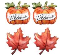 Fall Thanksgiving Balloons 4 Pieces Orange Maple Pumpkin Foil Mylar Balloons for Autumn Harvest Themed Thanksgiving Party Wedding Birthday Baby Shower Party Decoration (Orange)