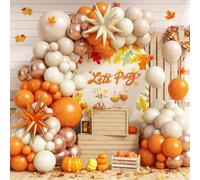 Fall Thanksgiving Balloons Garland Arch Kit, Orange Beige White Gold Boho Balloons for Autumn Baby Shower Harvest Party Birthday Decorations