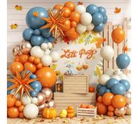 Fall Thanksgiving Balloons Garland Arch Kit, Orange Blue White Boho Balloons for Autumn Baby Shower Harvest Party Birthday Decorations