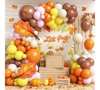 Fall Thanksgiving Balloons Garland Arch Kit, Orange Brown White Pink Yellow Boho Balloons for Autumn Baby Shower Harvest Party Birthday Decorations