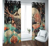 Fall Thanksgiving Blackout Curtains for Living Room Turkey Feast Autumn Eyelets Top Thermal Insulated Drapes Bedroom 55x68 Inch 2 Panels