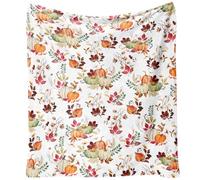 Fall Thanksgiving Blankets,Pumpkin Maple Leaf Flower Farmhouse Blanket Throw,Thanksgiving Fall Flannel Fleece Throw Blanket for Home Living Room Couch Bed Chair or Dorm Decor 60"x50"