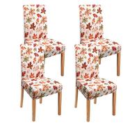Fall Thanksgiving Chair Cover Set of 4, Watercolor Maple Leaf Dining Chair Protector,Elastic Removable Washable Dining Chair Cover, Suitable for Autumn Thanksgiving Kitchen Restaurant Holiday Decor
