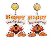 Fall Thanksgiving Dangle Drop Earrings Handmade Lightweight Pumpkin Turkey Maple Leaf Dwarf Wooden Earrings Thanksgiving Day Celebration Party Earrings for Women Autumn Jewelry, Wood, No Gemstone