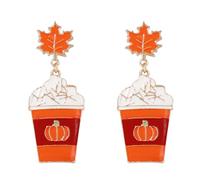 Fall Thanksgiving Day Earrings for Women Fun Enamel Orange Pumpkin Maple Leaf Turkey Squirrel Candy Corn Dangle Drop Earrings for Autumn Harvest Festival Holiday Trendy Jewelry Present, M, Metal, No