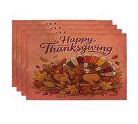 Fall Thanksgiving Day Vizsla Dog Placemats Set of 4, 12x18 Inch, Autumn Fun Turkey 4Pcs Soft Table Mats for Home Dinning, Holiday Holiday Party Kitchen Print Pattern Decor