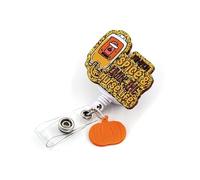 Fall Thanksgiving Pumpkin Badge Reel Retractable with ID Clip Pumpkin Spice Livin The Nurse Life Acrylic Badge Holder for Holiday RN CNA Nurses Students Nursing Medical Office
