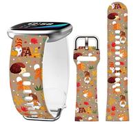 Fall Thanksgiving Pumpkin Leaves Watch Band Compatible with Fitbit Versa 4 Bands for Woman,for Versa 3/Sense 2/Sense Replacement Strap