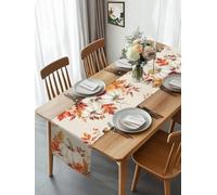 Fall Thanksgiving Pumpkin Table Runner 90 Inches Long, Maple Leaves Autumn Harvest Washable Table Runners Heat-Insulation Kitchen Dining Table Decorations for Home Party Decor 13x90in