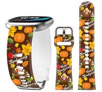 Fall Thanksgiving Pumpkin Watch Band Compatible with Fitbit Versa 4 Bands for Woman,for Versa 3/Sense 2/Sense Replacement Strap