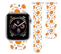 Fall Thanksgiving Pumpkins Strap Compatible with Apple Watch Band 38mm 40mm 41mm 42mm 44mm 45mm 46mm 49mm Men Women,Soft Silicone Sport Wristbands for iWatch Ultra Series 10 9 8 7 6 5 4 3 2 1 SE