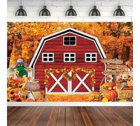 Fall Thanksgiving Red Barn Photography Backdrop Western Farm Pumpkin Harvest Festival Background Door Haystack Maple 300x200cm