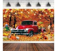 Fall Thanksgiving Red Truck Photography Backdrop Pumpkin Farm Harvest Festival Background Haystack Holiday Party Decoration 240x180cm