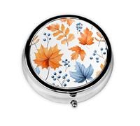 Fall Thanksgiving Small Pill Box 3 Compartment Portable Pill Box for Purse Pocket Autumn Harvest Mini Medicine Organiser for Daily Vitamin Fish Oil Storage
