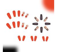 Fall Themed Foxes Press On Nails Glossy Stick On Nails 24 Pieces Thanksgiving False Stylish Manicure Art Fall False Nail