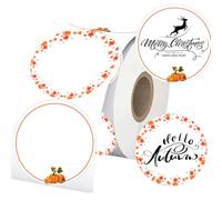 Fall Thermal Stickers, 2 Inch Direct Thermal Labels Fall Harvest Maple Leaves Happy Fall Name Printer Labels for Small Business Coding