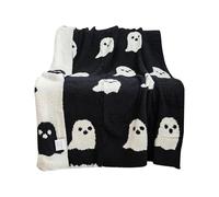 Fall Throw Blanket for Couch, Light Blue Throw Blanket Sofa Throws Ultra Soft Warm Halloween Fleece Blankets Halloween Harvest Gifts and Orange Home Decor