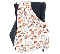 Fall Throw Blanket Soft Fleece: Pumpkin Spice and Everything Nice with Books Wraps Coffees Lattes Pumpkins Pies Oversized 70" inches x 50" inches