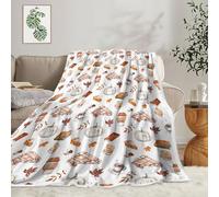 Fall Throw Blanket,Soft Pumpkin Spice and Everything Nice with Books Wraps Coffees Lattes Pumpkins Pies Blanket, Soft Warm Flannel Blanket for Living Room Couch Bed Chair or Dorm