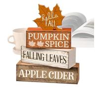Fall Tiered Tray Decor - Autumn Tiered Tray Rustic Wood Maple Block Sign, Autumn Harvest Party Favors | Farmhouse Table Centerpiece Wooden Display, Seasonal Decoration For Fireplace Desktop Mantle