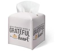 Fall Tissue Box Cover, Give Thanks with A Grateful Heart Tissue Box Cover, Tabletop for Living Room Office Vanity Farmhouse, Unique Thanksgiving & Housewarming Gift for Women, Aesthetic Home Decor-B08