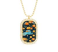 Fall Trucks Pumpkins Funny Pendant Necklace for Women Personalized Fashion Jewelry Diamond Necklaces for Wedding Birthday Gold Silver