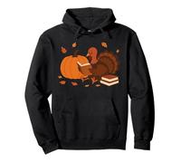 Fall Turkey Reading Time Cozy Readers Thanksgiving Fun Pullover Hoodie