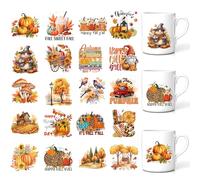Fall UV DTF Cup Wraps, 20 Sheet Fall Rub on Transfer, UV DTF Transfer Sticker for Glass Tumblers, Autumn Waterproof Decals, Thanksgiving Gifts for Family Friends