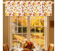 Fall Valance Curtains for Windows Autumn Maple Leaves Valances Thanksgiving Orange Red Leaf Harvest Curtains Rod Pocket Window Treatments for Home Kitchen Windows Decor 54 x 18 Inch