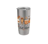 Fall Vibes Doodles Autumn Leaves Pumpkin Bow Coffee Mama Stainless Steel Insulated Tumbler