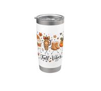 Fall Vibes Doodles Autumn Leaves Pumpkin Bow Coffee Mama Stainless Steel Insulated Tumbler