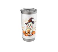 Fall Vibes Only Ghost Pumpkin Latte Witch Hat Stainless Steel Insulated Tumbler