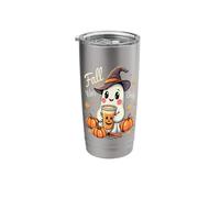 Fall Vibes Only Ghost Pumpkin Latte Witch Hat Stainless Steel Insulated Tumbler