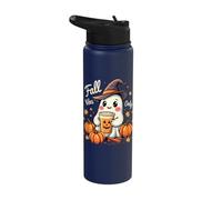 Fall Vibes Only Ghost Pumpkin Latte Witch Hat Stainless Steel Insulated Water Bottle