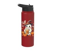 Fall Vibes Only Ghost Pumpkin Latte Witch Hat Stainless Steel Insulated Water Bottle