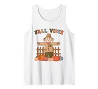 Fall Vibes Shirt Scarecrow Fence Pumpkin Patch Scene Tank Top