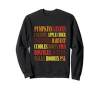 Fall Vibes Word Art Cozy Autumn Leaves Pumpkins Cider Tee Sweatshirt