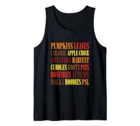 Fall Vibes Word Art Cozy Autumn Leaves Pumpkins Cider Tee Tank Top