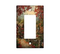 Fall Village Switch Cover Plate Rustic Autumn Scenes Simple Rocker Wall Plates Comfortable Harvest House Decoration Standard Size Duplex Plug
