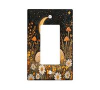 Fall Vintage Bunny Decorative Switch Cover Plate 1 Gang Single Rocker, Autumn Garden Electrical Faceplate for Bedroom Bathroom Decor, Aesthetic Scenic Standard Size Switchplate