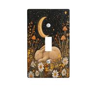 Fall Vintage Bunny Decorative Switch Cover Plate 1 Gang Single Toggle, Autumn Garden Electrical Faceplate for Bedroom Bathroom Decor, Aesthetic Scenic Standard Size Switchplate