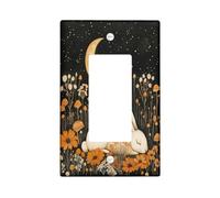 Fall Vintage Bunny Switch Cover Wall Plate 1 Gang Single Rocker, Autumn Garden Electrical Faceplate for Bedroom Bathroom Decor, Aesthetic Scenic Standard Size Switchplate