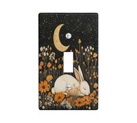 Fall Vintage Bunny Switch Cover Wall Plate 1 Gang Single Toggle, Autumn Garden Electrical Faceplate for Bedroom Bathroom Decor, Aesthetic Scenic Standard Size Switchplate
