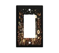 Fall Vintage Hedgehog Decorative Switch Cover Plate 1 Gang Single Rocker, Autumn Wildflowers Electrical Faceplate for Bedroom Bathroom Decor, Aesthetic Scenic Standard Size Switchplate