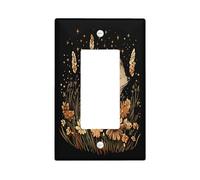 Fall Vintage Hedgehog Switch Cover Wall Plate 1 Gang Single Rocker, Autumn Wildflowers Electrical Faceplate for Bedroom Bathroom Decor, Aesthetic Scenic Standard Size Switchplate