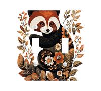 Fall Vintage Red Panda Decorative Switch Cover 2 Gang Double Toggle, Autumn Aesthetic Switchcover Wall Plate, Bohemian Animal Electrical Faceplate for Bedroom Living Room Decor