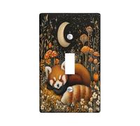 Fall Vintage Red Panda Decorative Switch Cover Plate 1 Gang Single Toggle, Autumn Garden Electrical Faceplate for Bedroom Bathroom Decor, Aesthetic Scenic Standard Size Switchplate