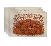 Fall Vizsla Dog Placemats Set of 4, 12x18 Inch, Autumn Stacked Puppy Weird 4Pcs Table Mats for Home Dinning, Maple Leaf Holiday Party Kitchen Decor