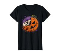Fall Volleyball Bump Set Spook Pumpkin Halloween Value Graphic T-Shirt, Women, Black, L
